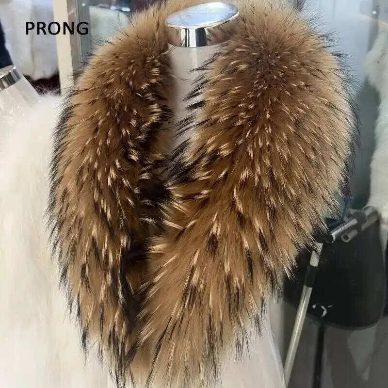 Winter Clothing Color - Bufanda de piel de mapache Natural