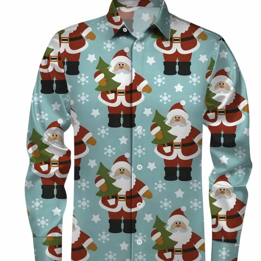 Winter Clothing Ideas - Camisa estampada navideña de manga larga